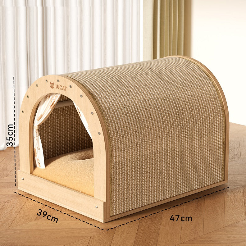 Soft, curved cat nest from dealonline.co.nz, perfect for all seasons, providing a cozy shelter for cats.