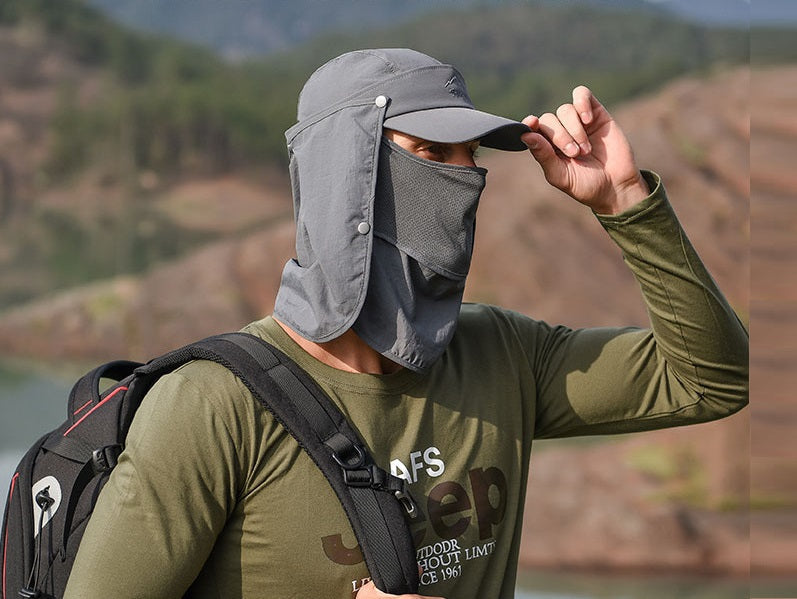 DARK GREY Sun Hat Wide Brim Bucket Hats Outdoor Fishing Hiking Cap UV Protection dealonline.co.nz