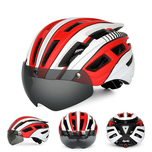 HT-22 Adult Bike Helmet – Lightweight Cycling Helmet with Magnetic Goggles & LED Tail Light HT43204 - ShopHub