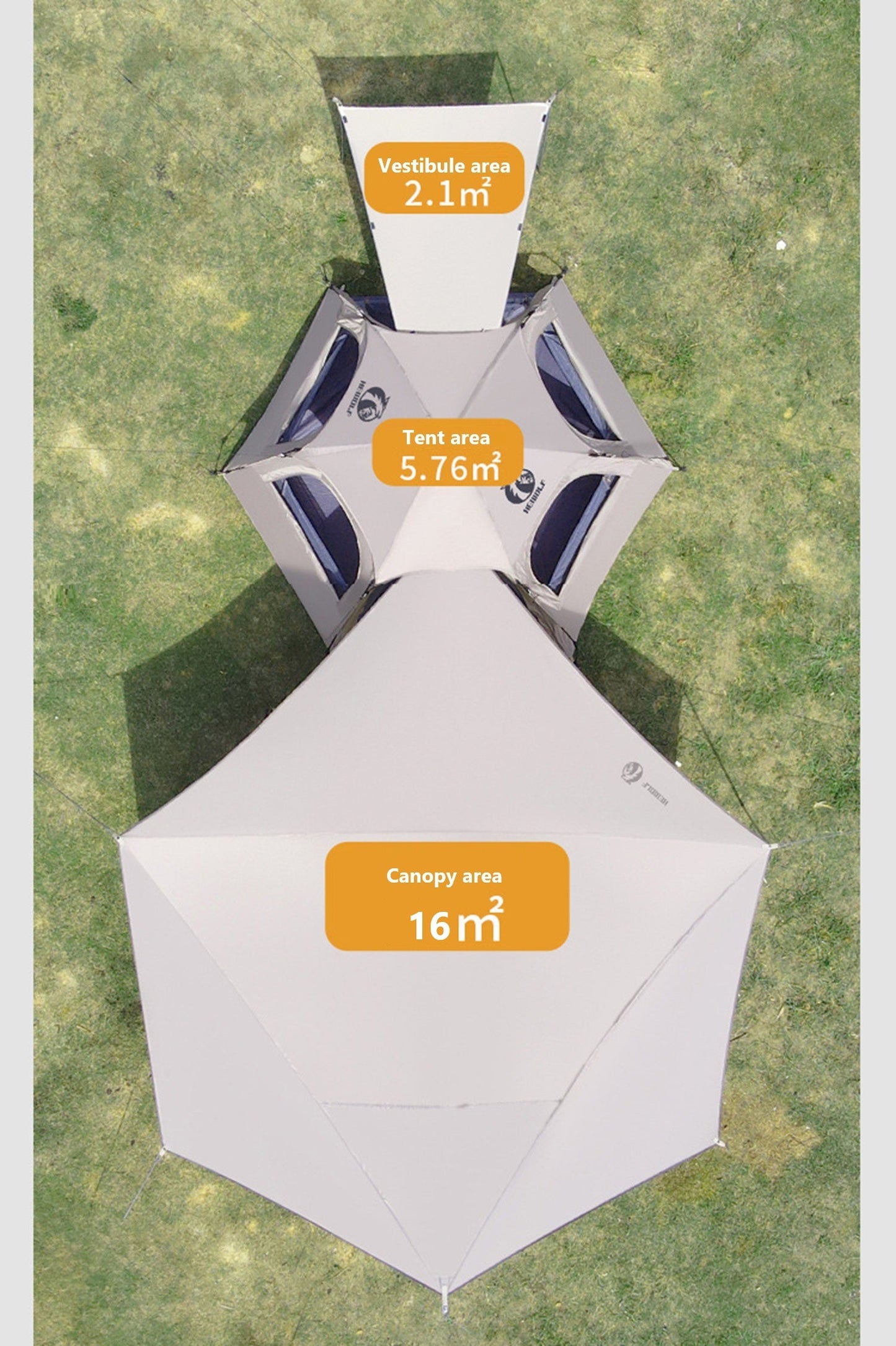 Pop-up Hexagonal Double-Layer Waterproof Tent + Winged Canopy ECOTREK
