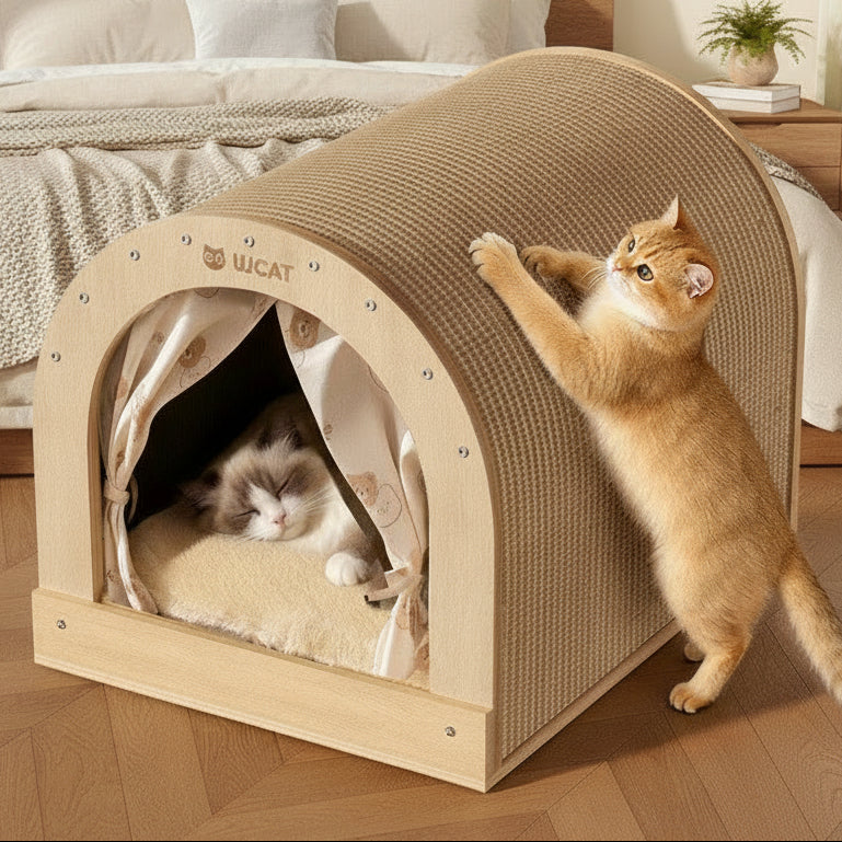 Cat Nest Four Seasons Universal Curved House by dealonline.co.nz, cozy pet shelter with a curved design and four-season comfort.