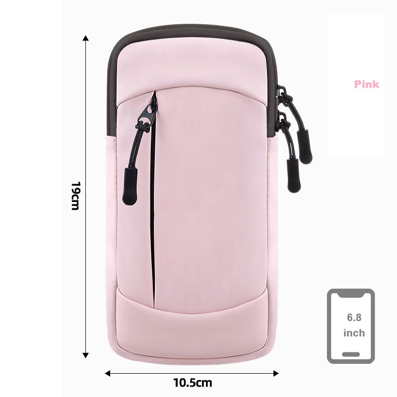Waterproof Running Armband Phone Holder – 2 Pocket Sports Wrist Wallet for Gym & Outdoor Exercise (Fits up to 6.8” phone) ECOTREK