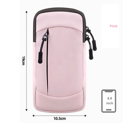 Waterproof Running Armband Phone Holder – 2 Pocket Sports Wrist Wallet for Gym & Outdoor Exercise (Fits up to 6.8” phone) ECOTREK