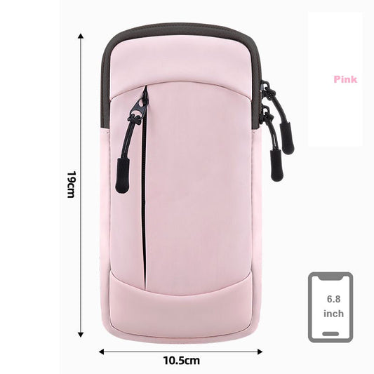 Waterproof Running Armband Phone Holder – 2 Pocket Sports Wrist Wallet for Gym & Outdoor Exercise (Fits up to 6.8” phone) ECOTREK