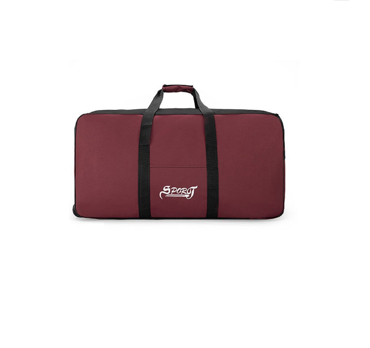 Large 120L waterproof travel storage bag with wheels from ECOTREK, showing durable fabric and sturdy handle for easy transport.