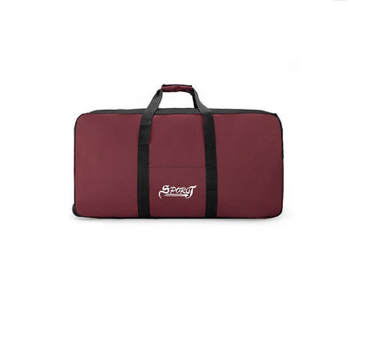 Large 120L waterproof travel storage bag with wheels from ECOTREK, showing durable fabric and sturdy handle for easy transport.