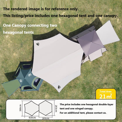 Pop-up Hexagonal Double-Layer Waterproof Tent + Winged Canopy ECOTREK