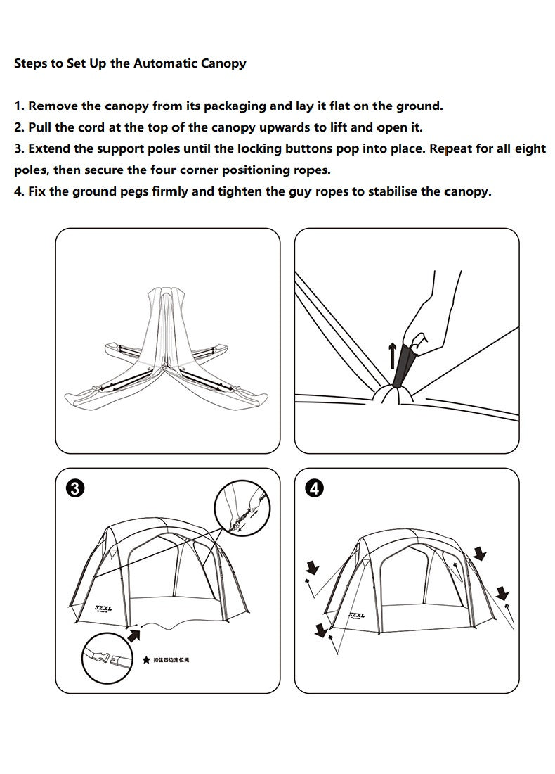 Automatic Dome Canopy & Tent – Includes 4 Side Walls and 1 Groundsheet ECOTREK