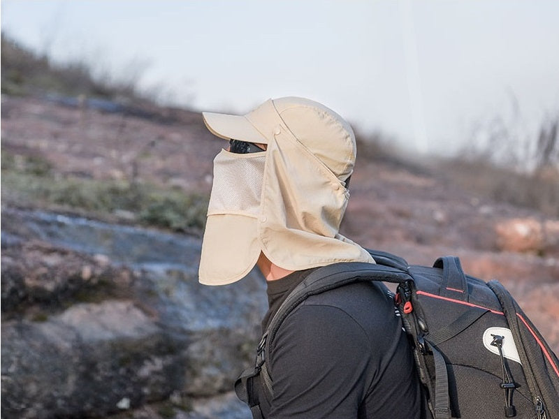 Khaki - Sun Hat Wide Brim Bucket Hats Outdoor Fishing Hiking Cap UV Protection dealonline.co.nz