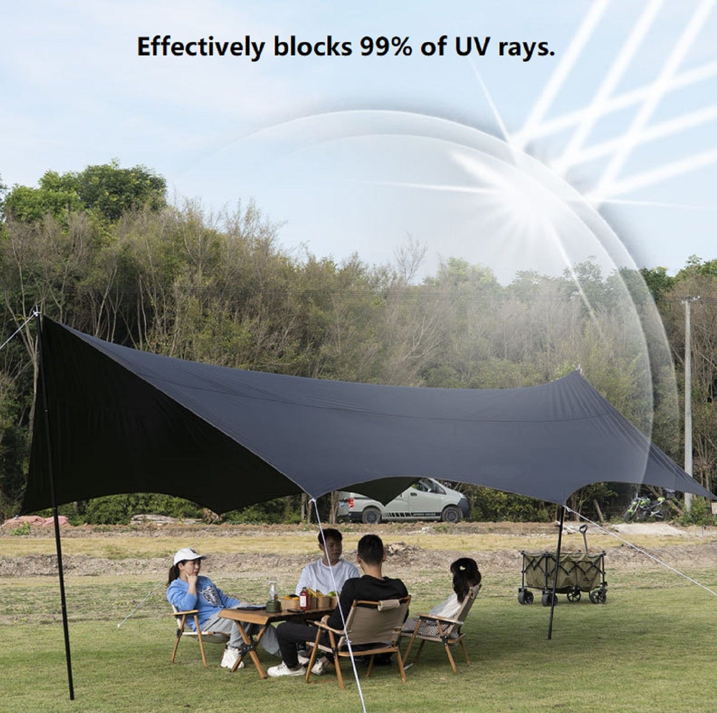 Camping Black-Glue Coating Canopy – Portable Beach & Outdoor Sun Shelter ECOTREK