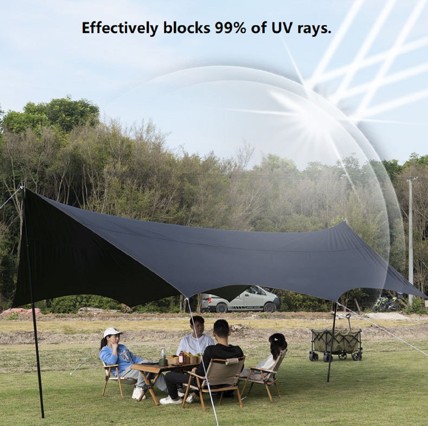 Camping Black-Glue Coating Canopy – Portable Beach & Outdoor Sun Shelter ECOTREK