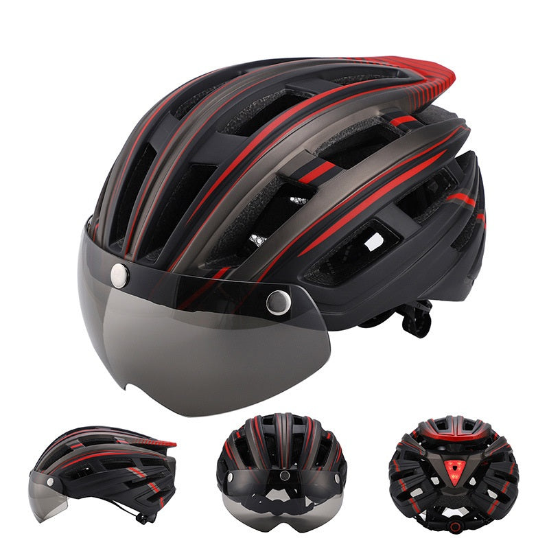 HT-22 Adult Bike Helmet – Lightweight Cycling Helmet with Magnetic Goggles & LED Tail Light HT43204 - ShopHub