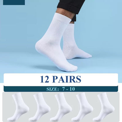 12 Pairs White Socks Business Socks Crew Socks Dress Socks Men's - SIZE7-10 dealonline.co.nz