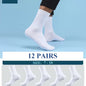 12 Pairs White Socks Business Socks Crew Socks Dress Socks Men's - SIZE7-10 dealonline.co.nz