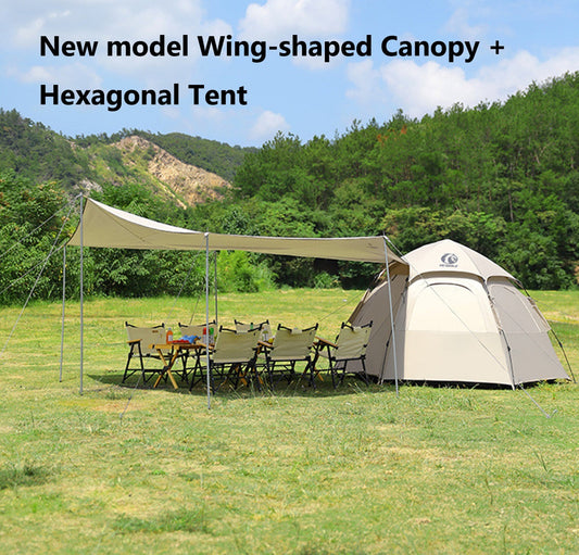 Pop-up Hexagonal Double-Layer Waterproof Tent + Winged Canopy ECOTREK