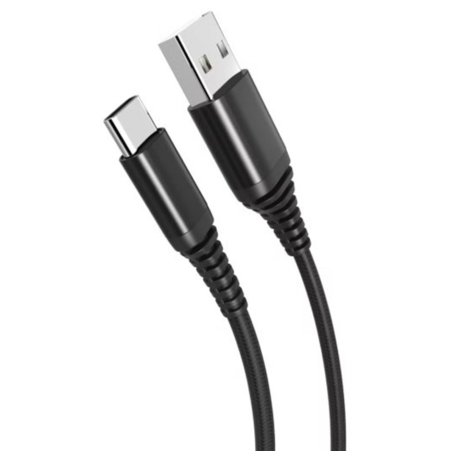 Black 1m USB-A to USB-C charger cable for OnePlus phones by 9eight5, showing the cable connected to a device.