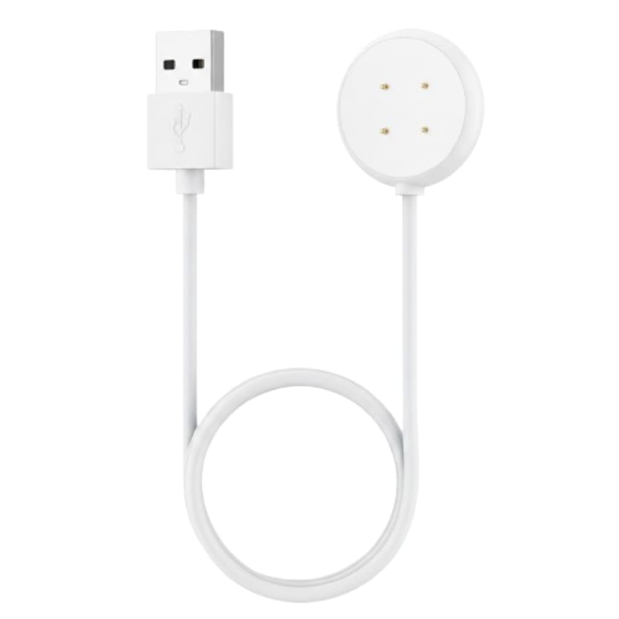 White USB-A magnetic charger cable for Google Pixel Watch 2 and 3, 1 meter length, with magnetic connector and USB-A plug.