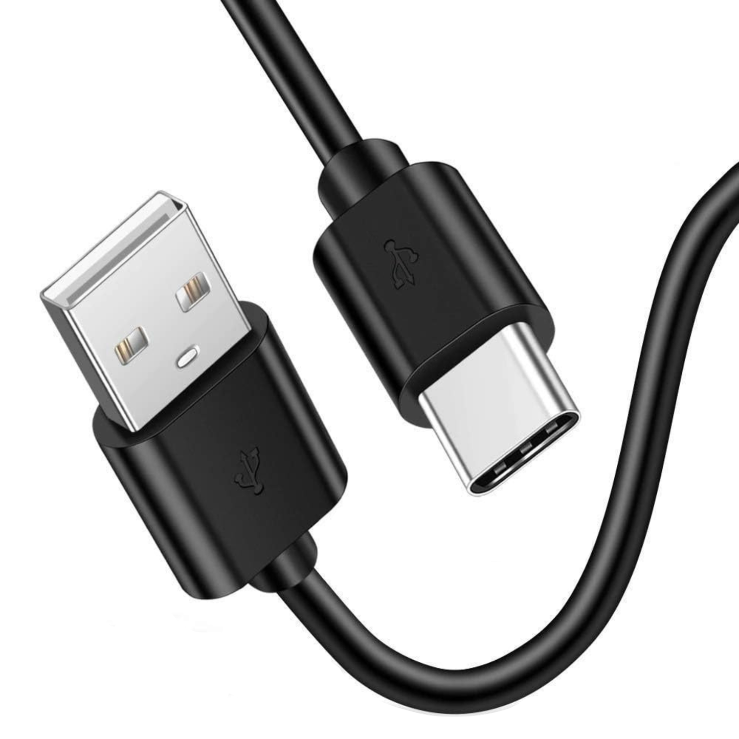 Black 1m USB-A to USB-C charger cable for Huawei phones, showing the cable with USB connectors on each end.