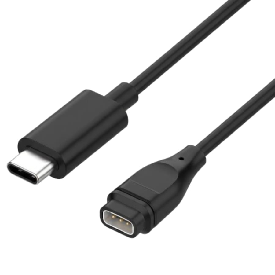 Black USB-C charging adapter for COROS Pace 4, Apex 4, or Nomad watches, featuring a 1m cable, by That Watch Shop.