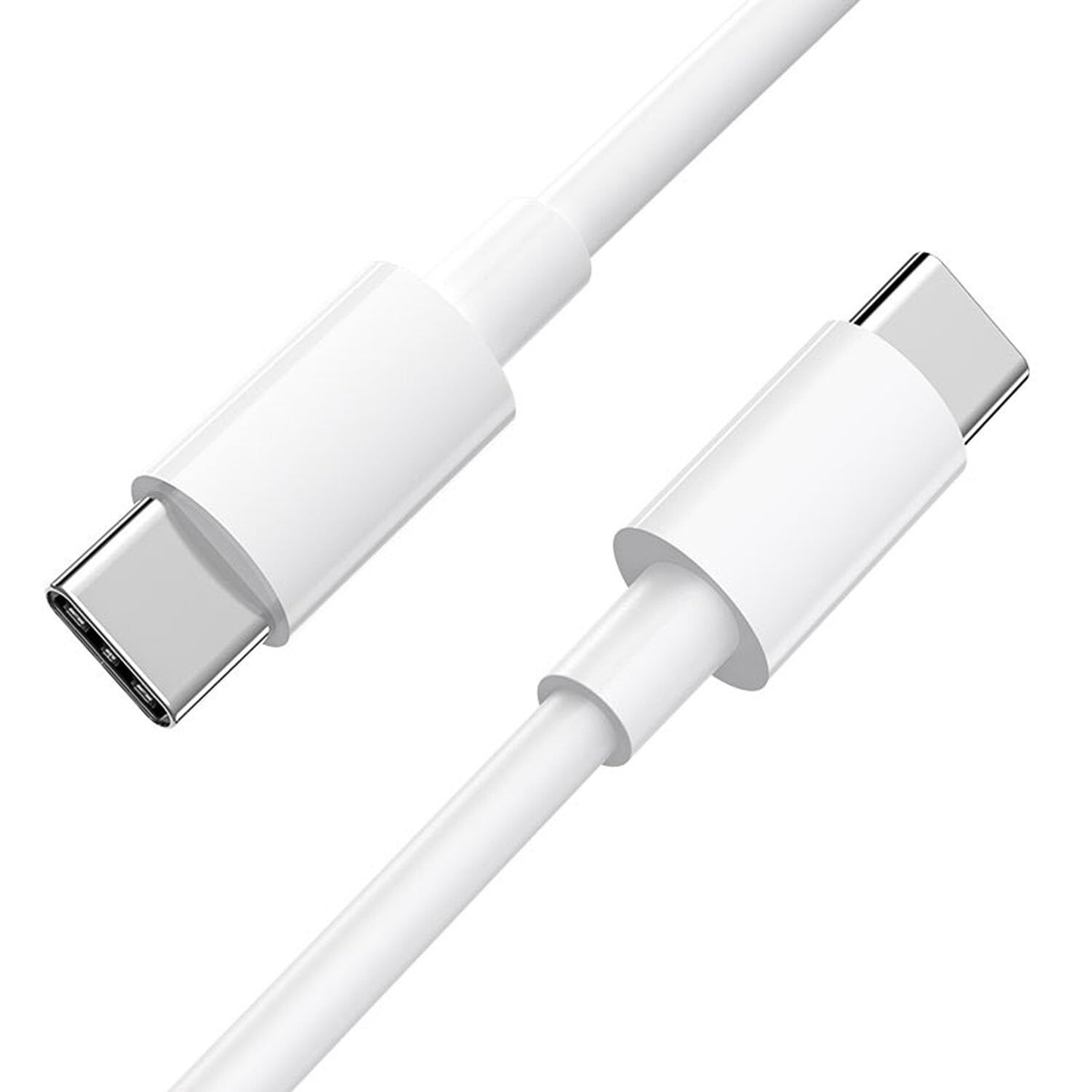White 1m USB-C to USB-C charger cable for Huawei phones by 9eight5, shown coiled with connectors visible.