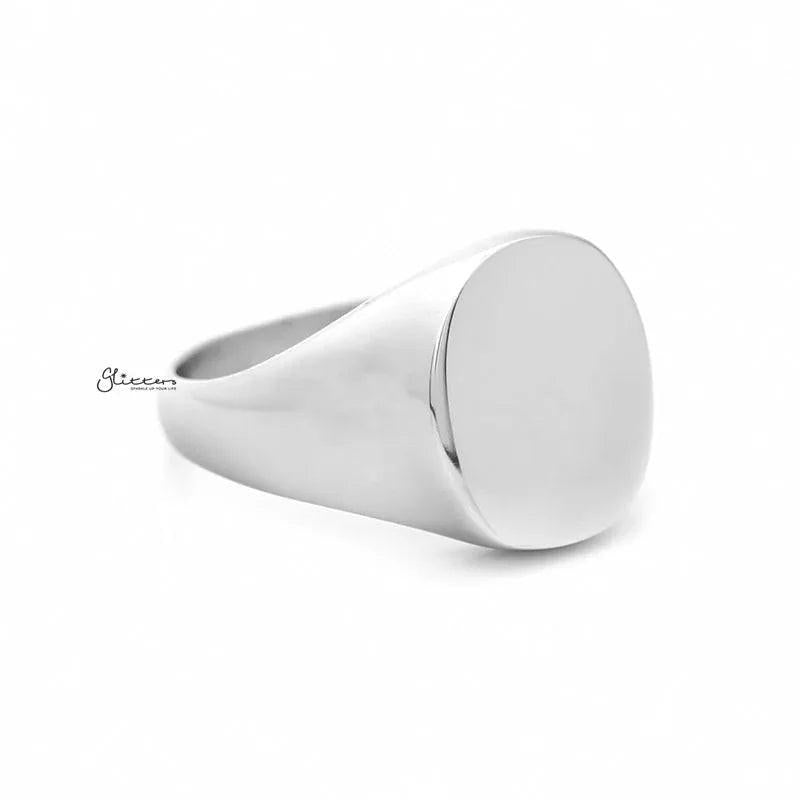 Stainless Steel Oval Signet Blank Plain Ring - Silver.