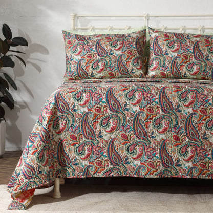 PERCALE REVERSIBLE QUILT SET - PAISLEY ROMANCE Whites of London NZ