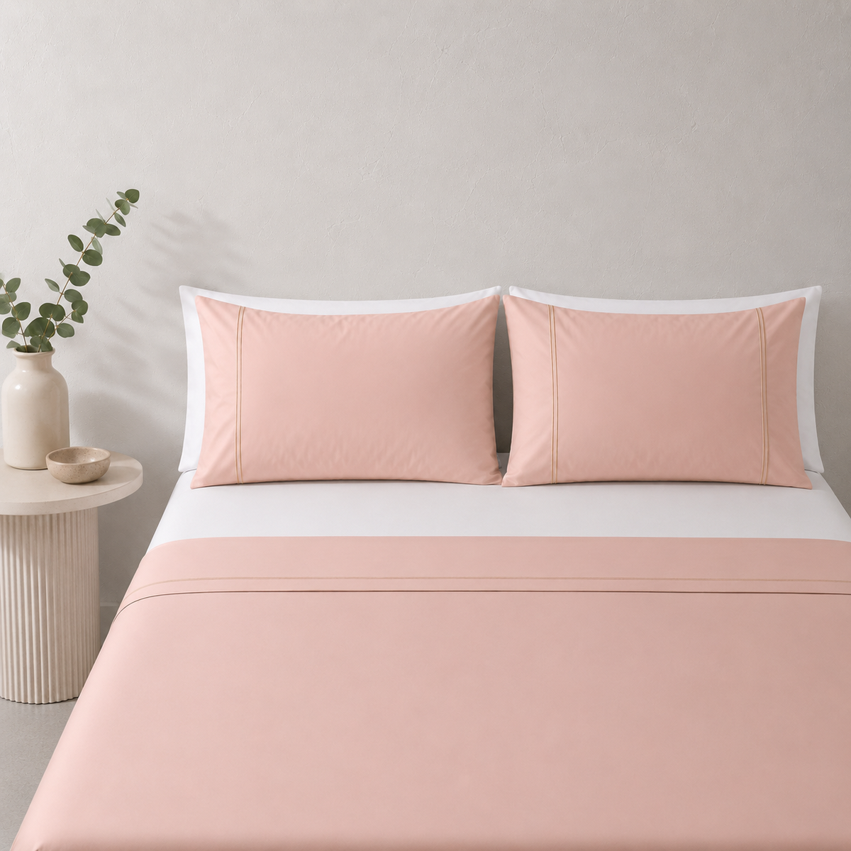 ORGANIC COTTON COLOURED SHEET SET 250TC - PEACH PARFAIT