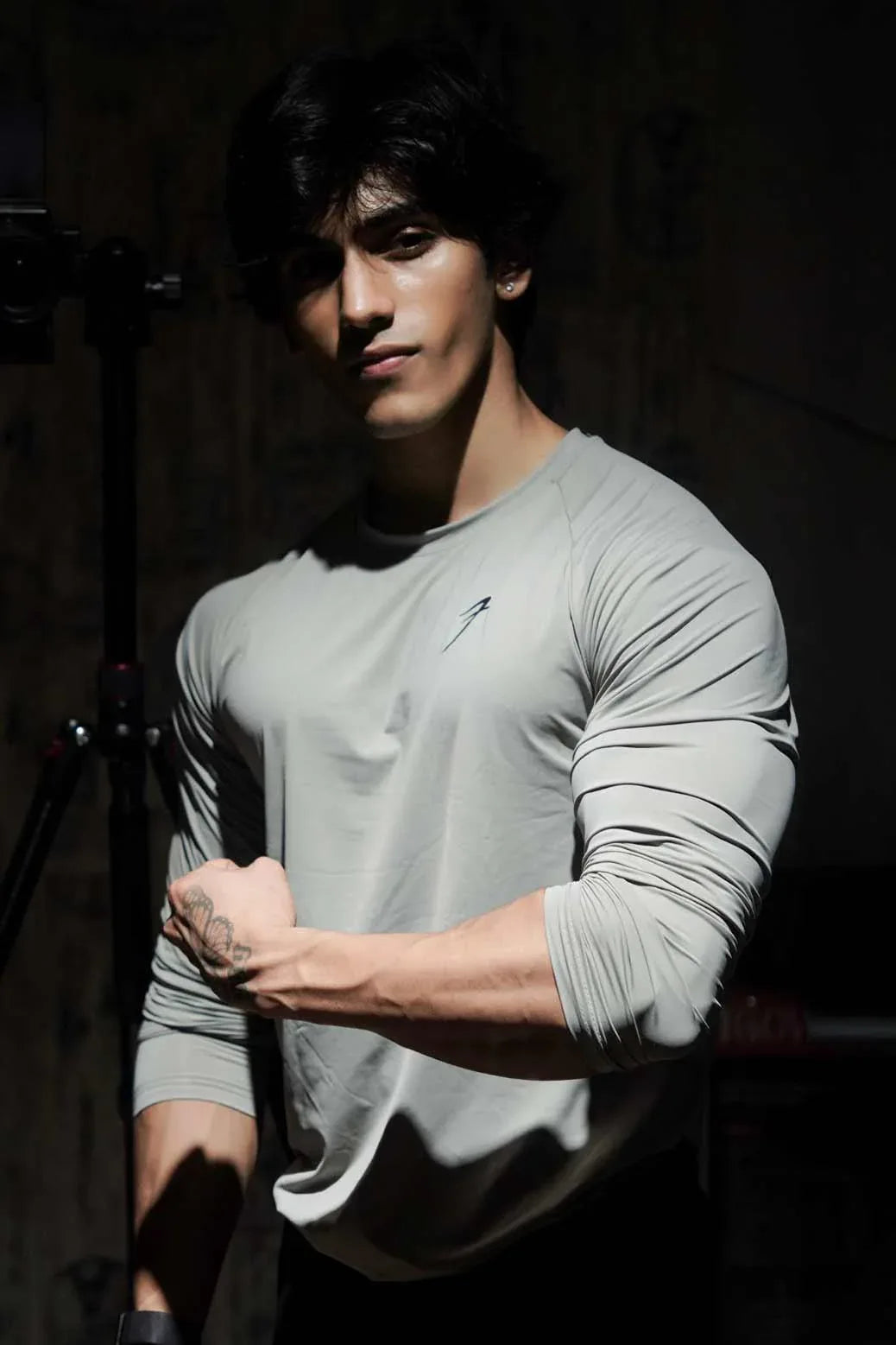 Bare Nylon Fullsleeves T-shirt Light Grey - ShopHub