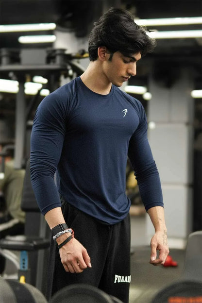 Bare Nylon Fullsleeves T-shirt Navy - ShopHub