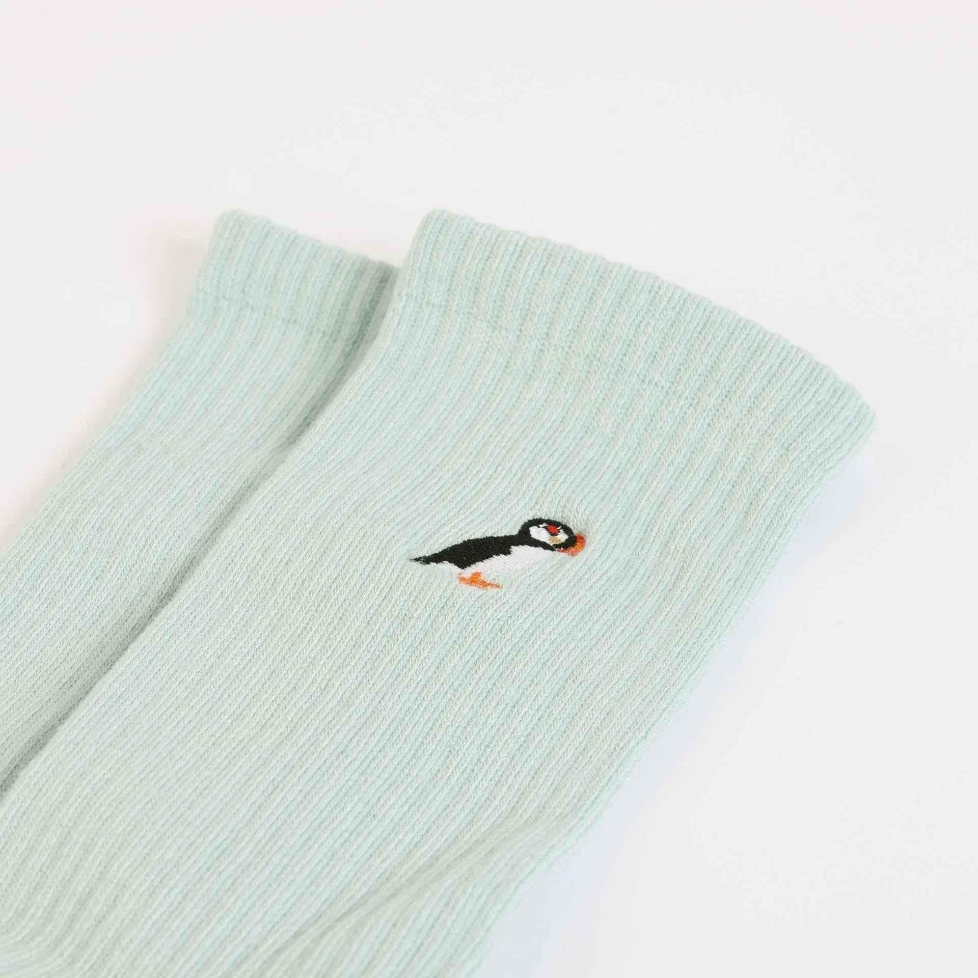 Save the Puffin Ribbed Bamboo Socks