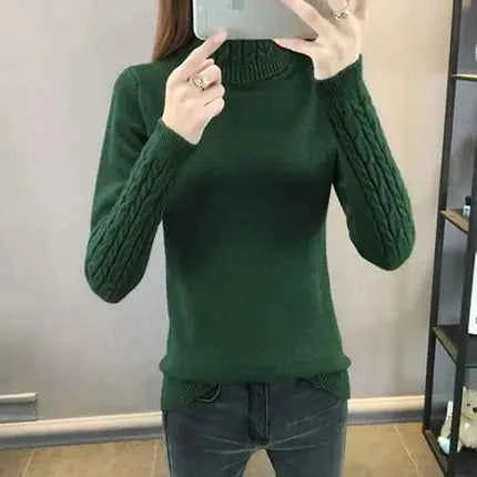 Women's Wool High Neck Fashion Sweater - Slim Fit, Long Sleeves | Winter Warmth