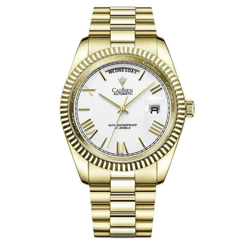 Men's Mechanical Glass Watch - Waterproof Stainless Steel with Date Display | Classic Timepiece