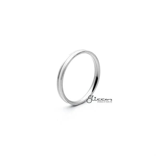 White Enamel Filled Center Stainless Steel Women's Rings.