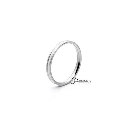 White Enamel Filled Center Stainless Steel Women's Rings.