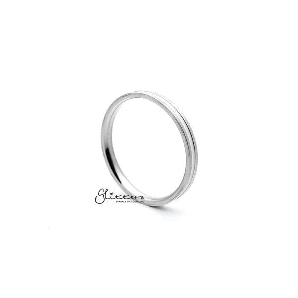 White Enamel Filled Center Stainless Steel Women's Rings.