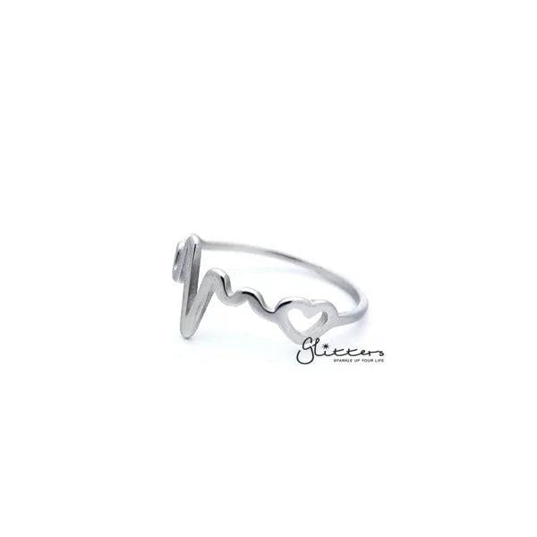 Stainless Steel Heartbeat and Heart Women's Rings.