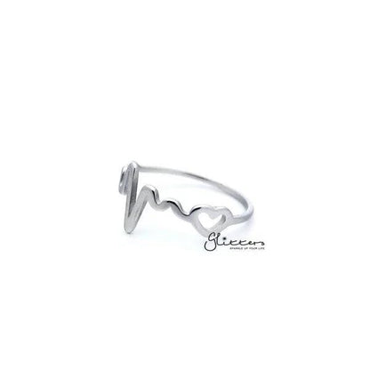 Stainless Steel Heartbeat and Heart Women's Rings.