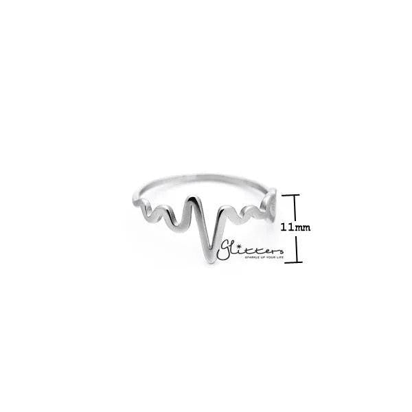 Stainless Steel Heartbeat and Heart Women's Rings.