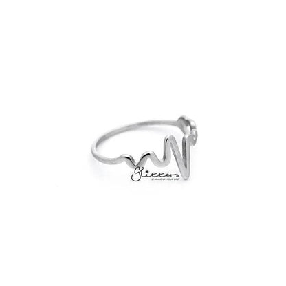 Stainless Steel Heartbeat and Heart Women's Rings.
