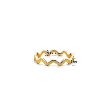 18K Gold Plated over Stainless Steel Wavy Women's Rings