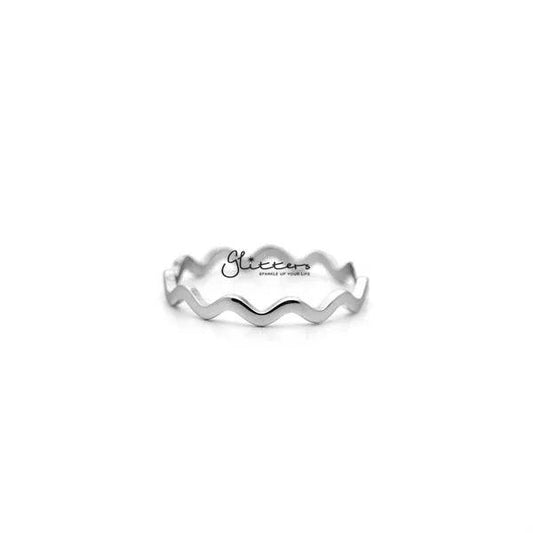 Stainless Steel Wavy Women's Rings - Silver.