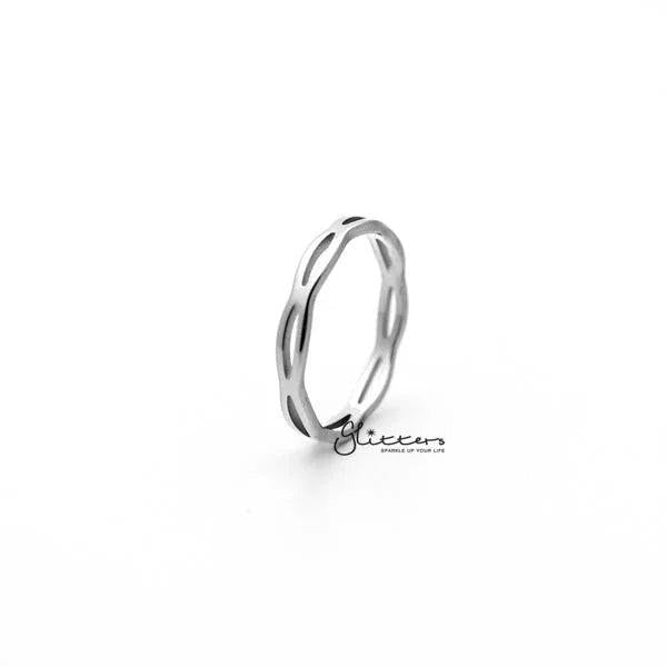 Stainless Steel Overlapping Wavy Women's Rings.