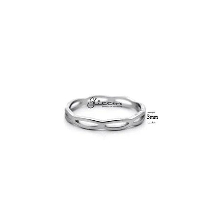 Stainless Steel Overlapping Wavy Women's Rings.