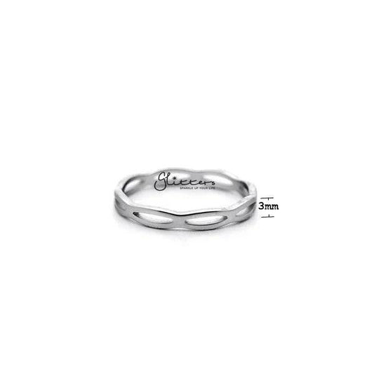Stainless Steel Overlapping Wavy Women's Rings.