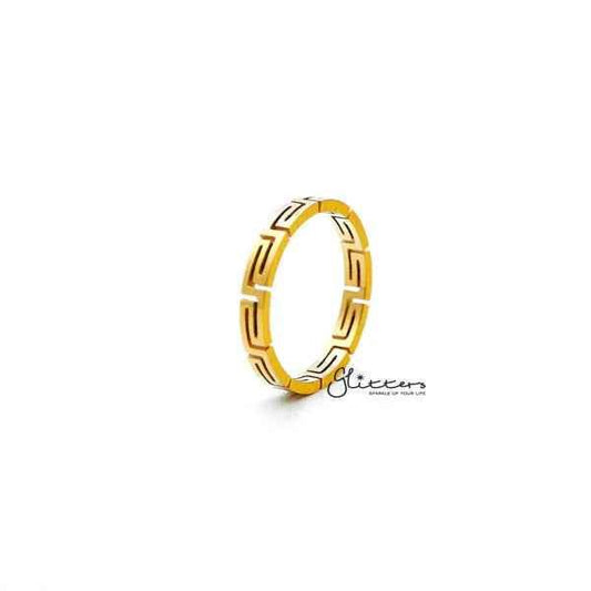 18K Gold Plated over Stainless Steel Greek Key Ring
