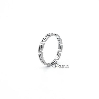 Stainless Steel Greek Key Women's Ring.