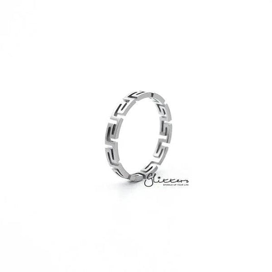 Stainless Steel Greek Key Women's Ring.