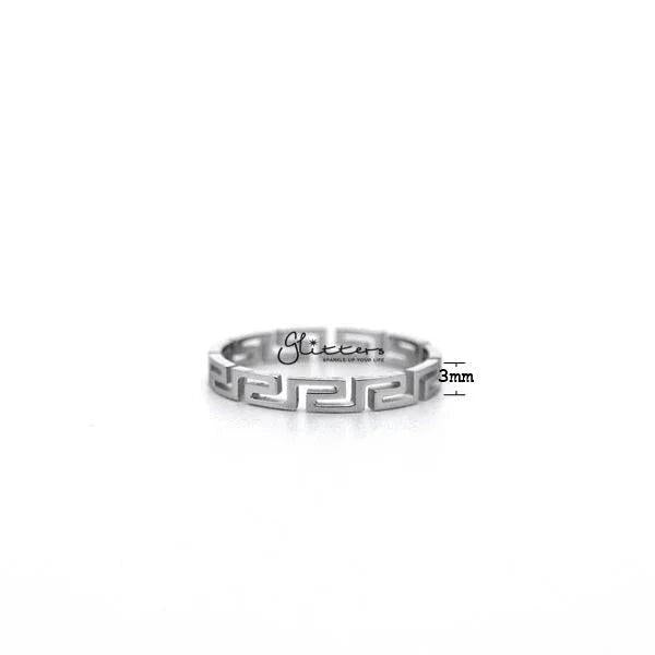 Stainless Steel Greek Key Women's Ring.