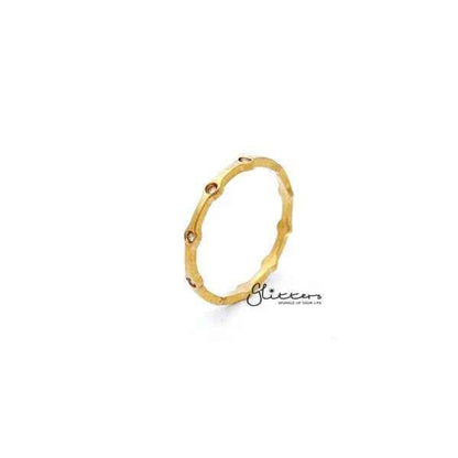 18K Gold Plated over Stainless Steel CZ Dots Women's Rings