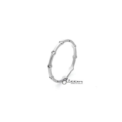 Stainless Steel CZ Dots Women's Rings.